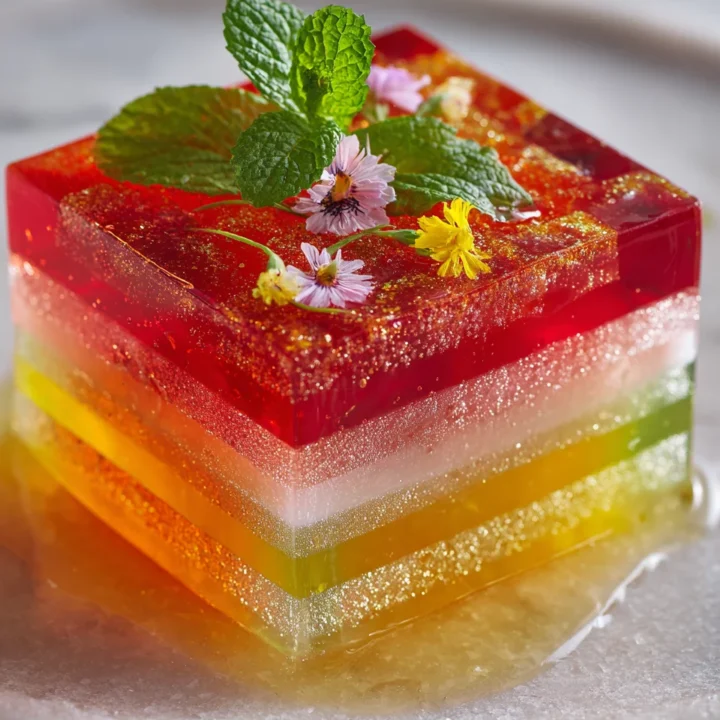 Gelatina de Cristales colorida y refrescante, perfecta para postres celebrativos, fácil de hacer y deliciosa.