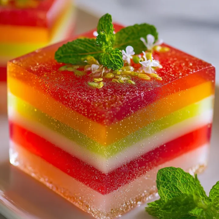 Gelatina de Cristales colorida y refrescante, perfecta para postres celebrativos, fácil de hacer y deliciosa.