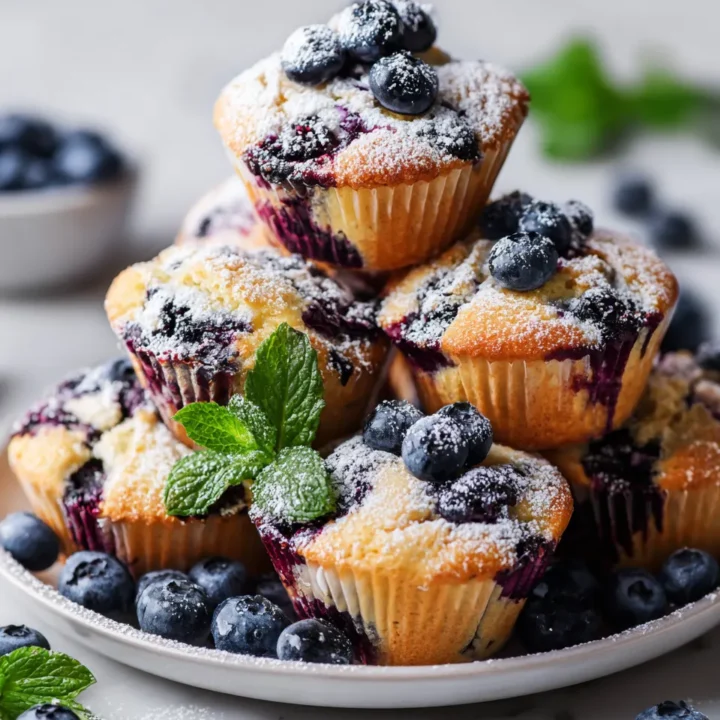 Muffins de avena y arándanos esponjosos recién horneados, perfectos para el desayuno o una merienda saludable.