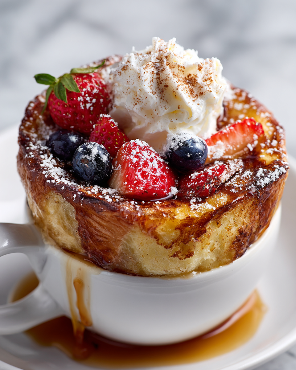 Mug de Tostada Francesa: El Desayuno Ideal Delicioso Mug de Tostada Francesa fácil de cocinar, ideal para desayuno en 10 minutos.