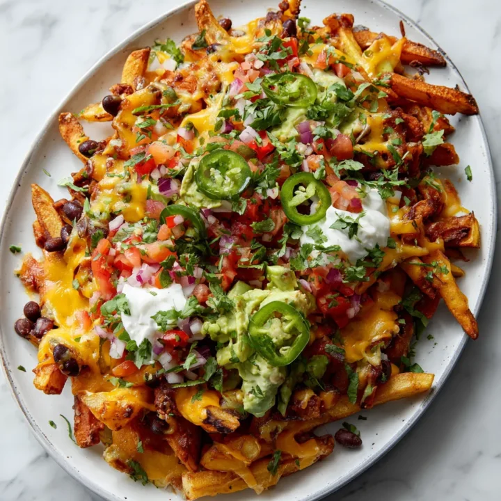 Deliciosas Papas Fritas Cargadas para Compartir Papas fritas cargadas de nachos, perfectas para fiestas y reuniones. Receta fácil y deliciosa.