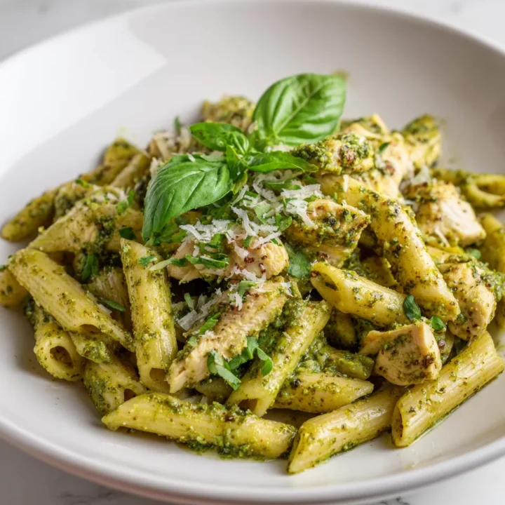 Pasta con pollo y pesto, un plato cremoso perfecto para compartir en familia. Receta deliciosa y rápida para el otoño.