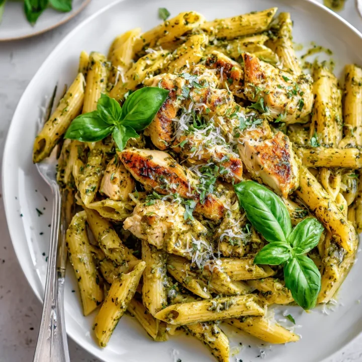 Pasta con pollo y pesto, un plato cremoso perfecto para compartir en familia. Receta deliciosa y rápida para el otoño.