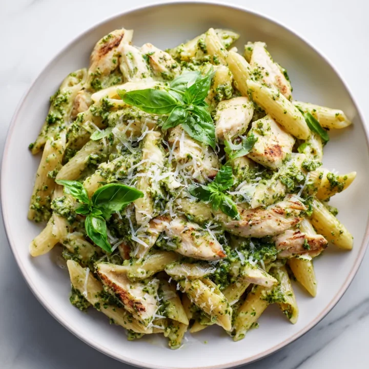Pasta con pollo y pesto, un plato cremoso perfecto para compartir en familia. Receta deliciosa y rápida para el otoño.