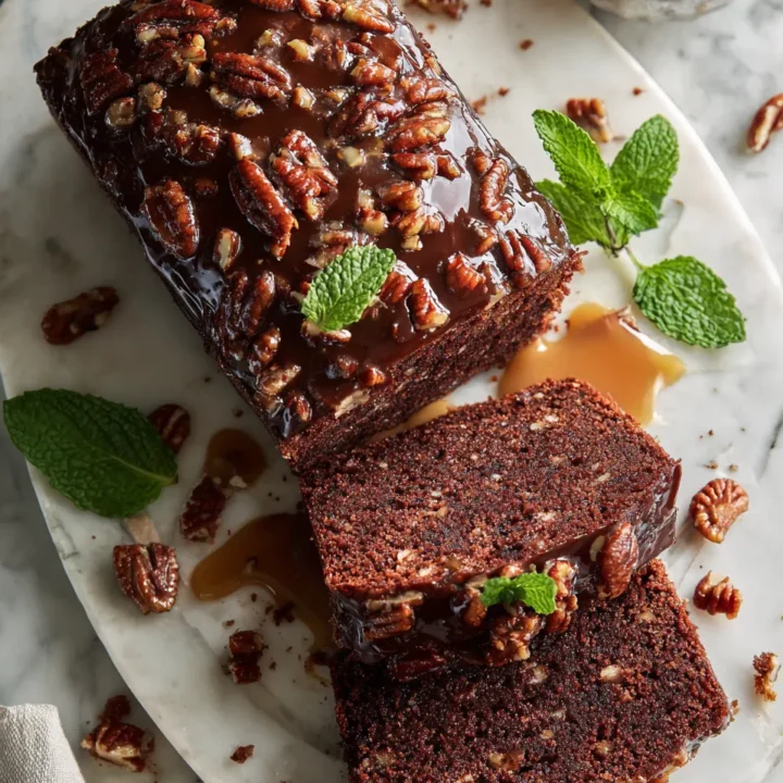 Pastel de Texas con chocolate y glaseado de nuez pecana, perfecto para cualquier celebración.