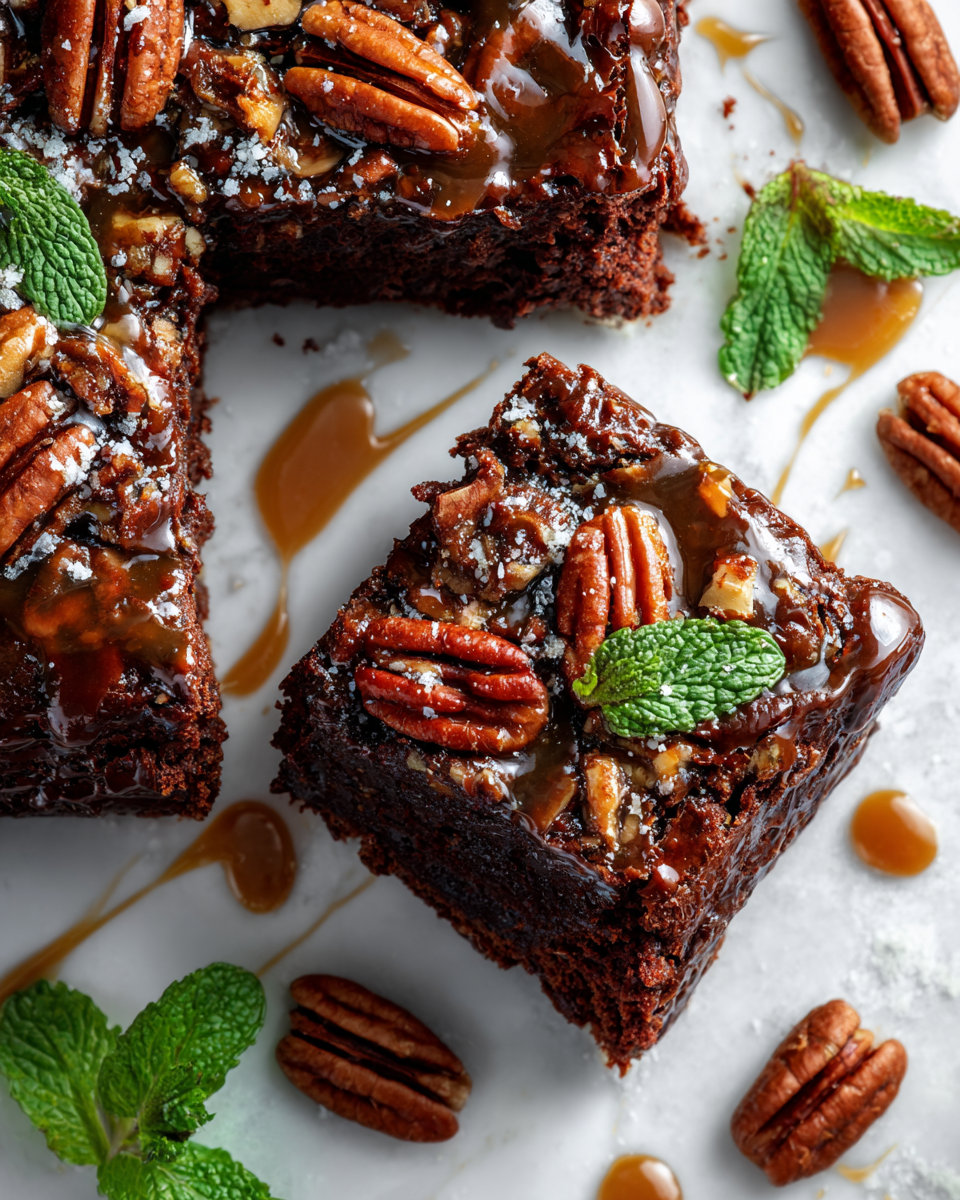 Pastel de Texas con chocolate y glaseado de nuez pecana, perfecto para cualquier celebración.