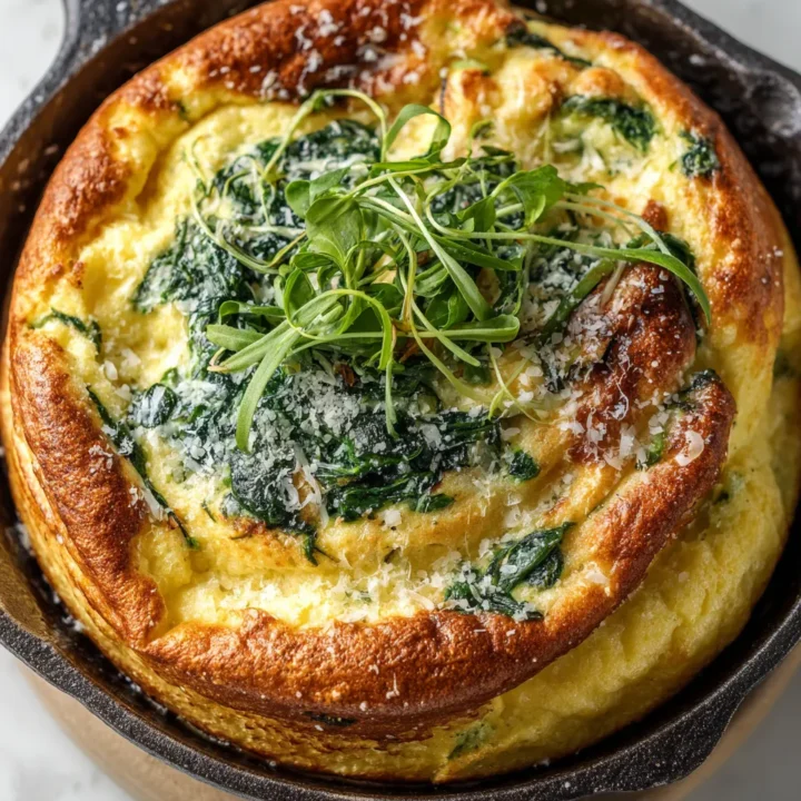 Delicioso Soufflé de Espinacas para Celebrar la Primavera Soufflé de espinacas fresco y esponjoso, ideal para celebraciones primaverales, fácil de preparar y delicioso.