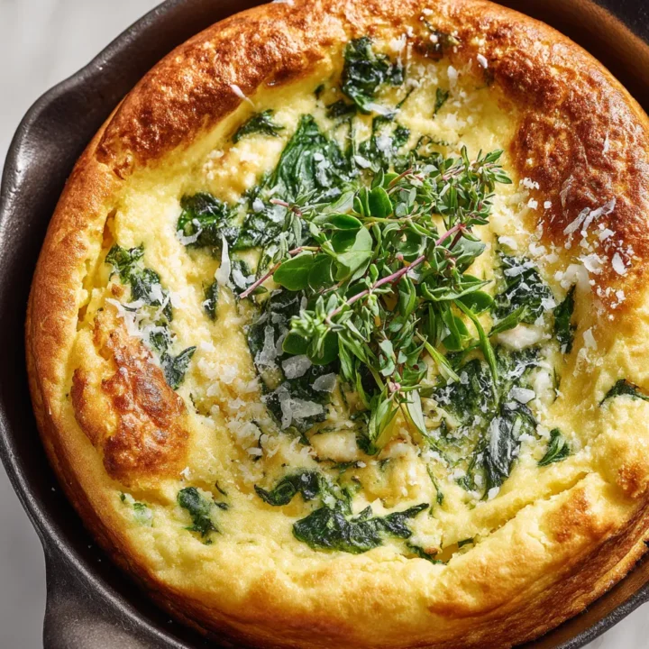 Delicioso Soufflé de Espinacas para Celebrar la Primavera Soufflé de espinacas fresco y esponjoso, ideal para celebraciones primaverales, fácil de preparar y delicioso.