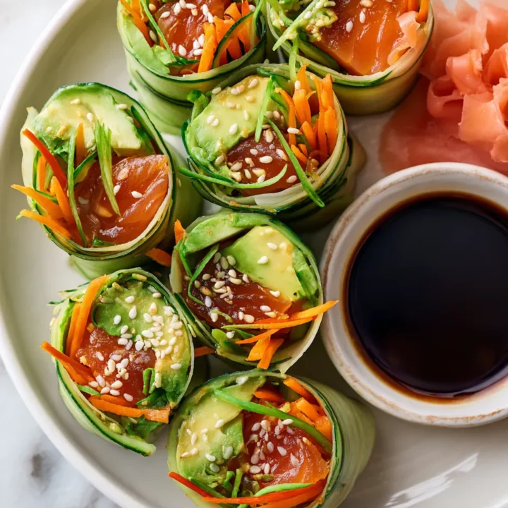 Sushi Wraps TikTok coloridos y deliciosos, perfectos para compartir en reuniones con ingredientes frescos y saludables.