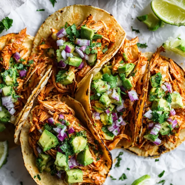 Deliciosos Tacos de Pollo Rostizado en 30 Minutos Tacos de pollo rostizado, rápidos y deliciosos, ideales para cenas. Comida acogedora y festiva, listos en 30 minutos.