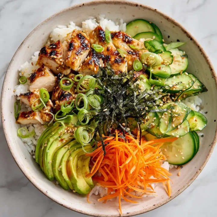 Tazones de Sushi de Pollo frescos y vibrantes perfectos para el verano