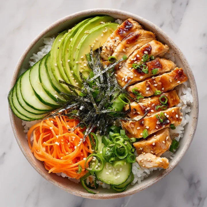 Tazones de Sushi de Pollo frescos y vibrantes perfectos para el verano