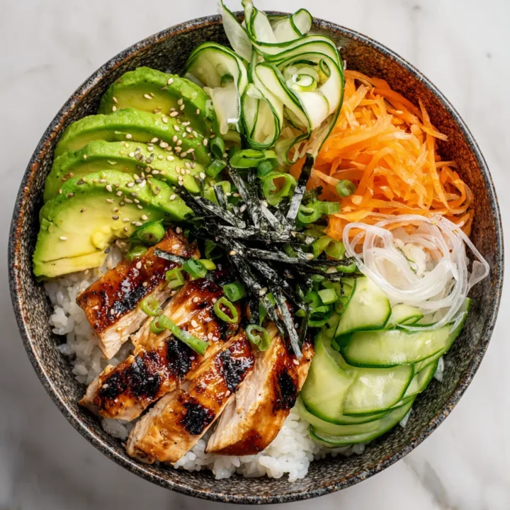 Tazones de Sushi de Pollo frescos y vibrantes perfectos para el verano