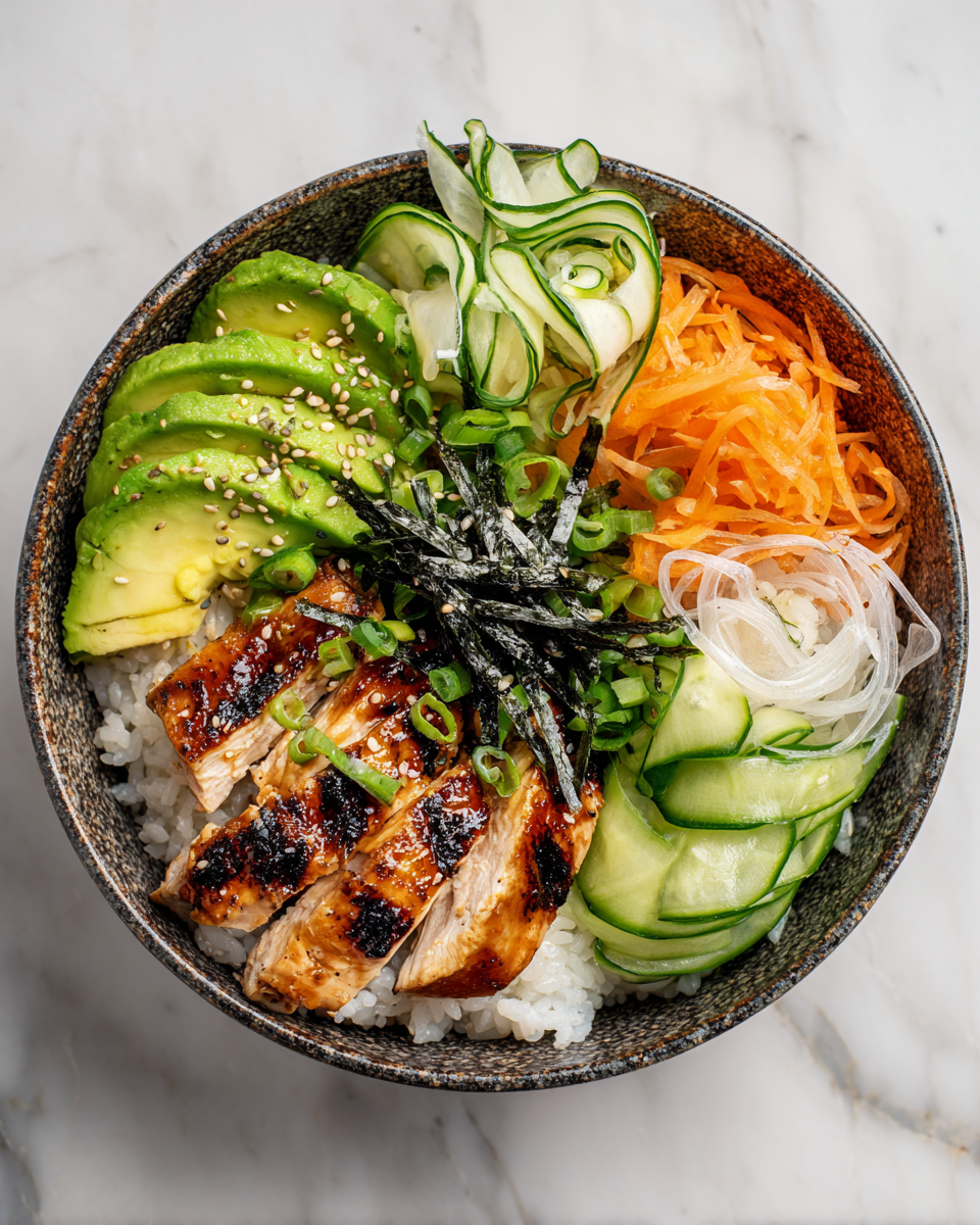 Tazones de Sushi de Pollo frescos y vibrantes perfectos para el verano
