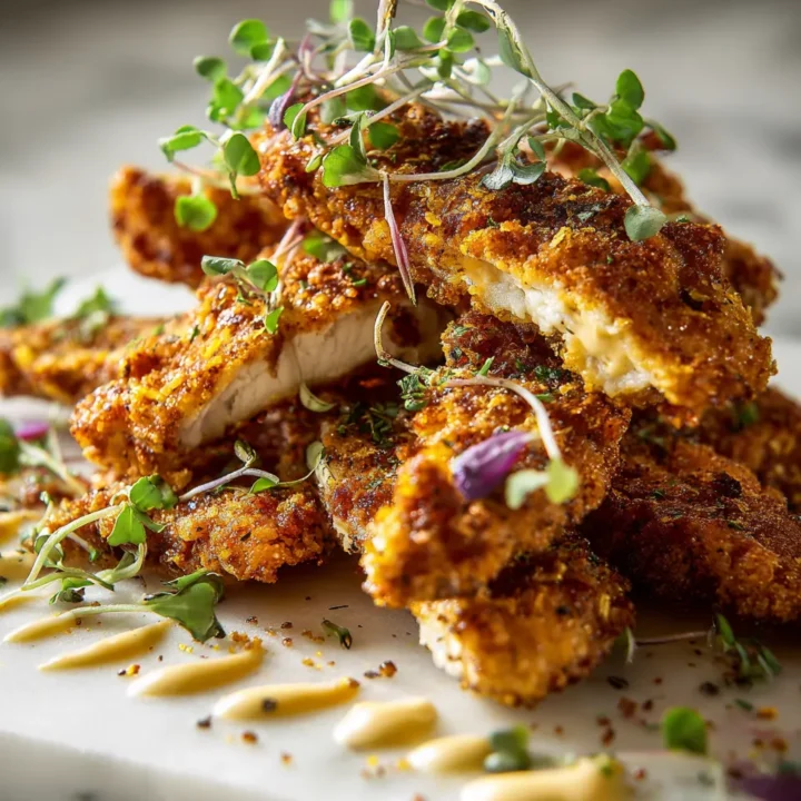 Tiras de pollo fritas al aire, crujientes y jugosas, ideales para reuniones con amigos y familia, fáciles de preparar en solo 45 minutos