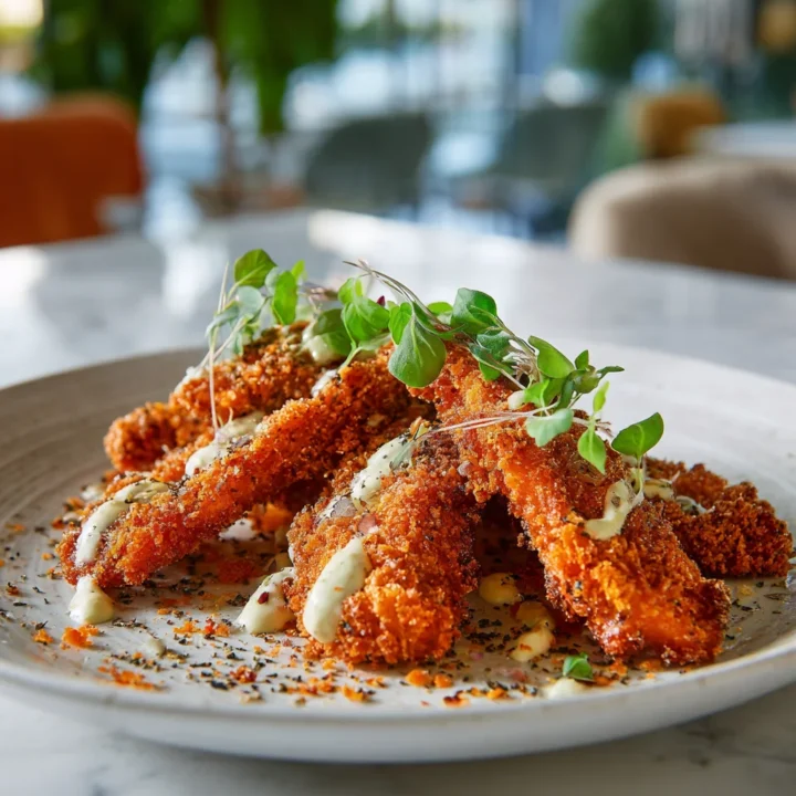 Tiras de pollo fritas al aire, crujientes y jugosas, ideales para reuniones con amigos y familia, fáciles de preparar en solo 45 minutos