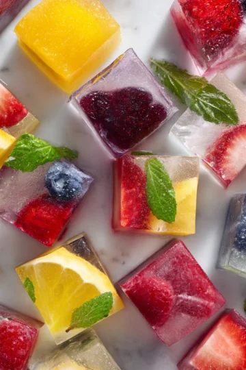 Cubitos de hielo de frutas frescas para bebidas de verano