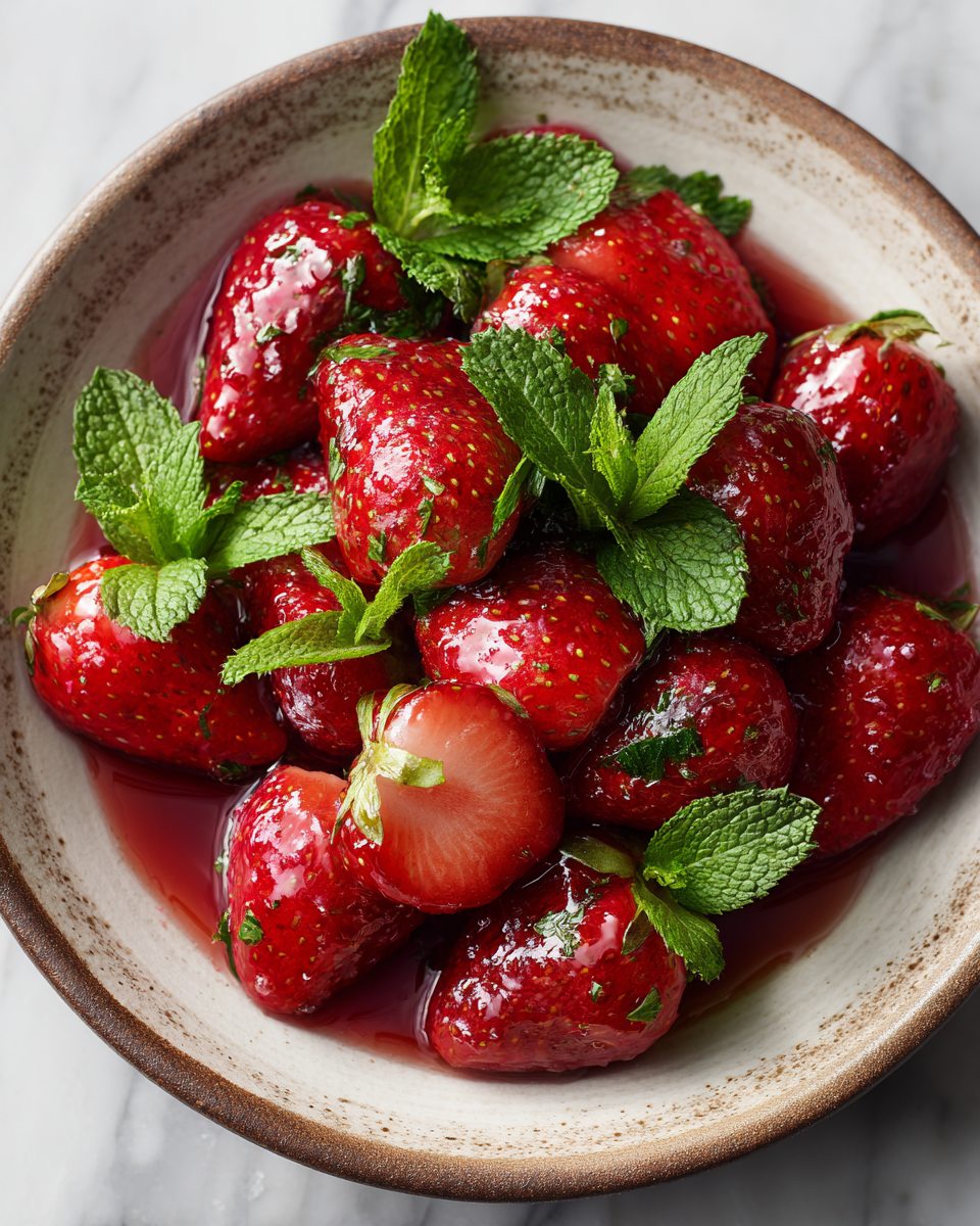 Fresas frescas glaseadas con miel y lima, un postre saludable y festivo, ideal para el verano.